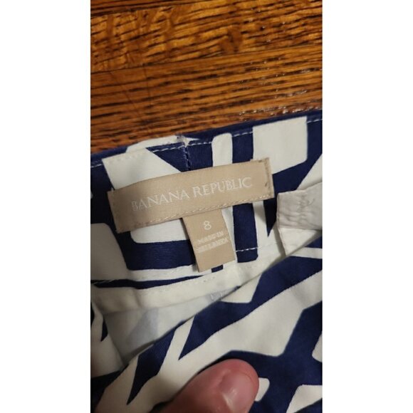 Banana Republic Women's Size 8 Navy And White Trousers Rise Flat Front Pant - Picture 5 of 5